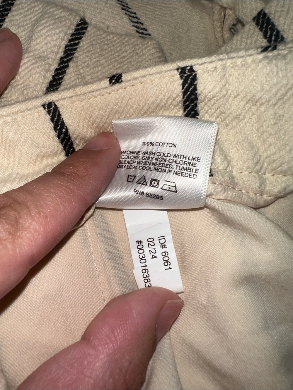 Women’s Cream Striped Casual Shorts - Picture 6 of 6